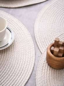 1/4/6/12 miếng lót đĩa tròn PP phong cách Bohemian, màu trơn, chống trượt, chịu nhiệt, hoàn hảo cho sử dụng hàng ngày, ngày lễ, họp mặt gia đình, tiệc Giáng sinh, bữa tối, bàn cà phê, trang trí nhà cửa, mọi mùa - Màu be - Xem 10