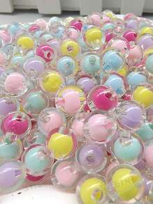 50pcs 8mm Round Transparent Acrylic Beads Loose Spacer Beads For Jewelry Making DIY Handmade Accessories