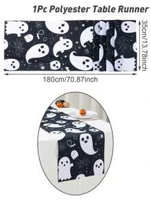 1 pezzo Runner da tavolo per Ognissanti lungo 180cm e largo 35cm, con motivo di zucche e fantasmi, decorazione per tavolo da pranzo di Ognissanti, decorazione per casa, dolcetto o scherzetto per Ognissanti, decorazione di Ognissanti felice, centrotavola