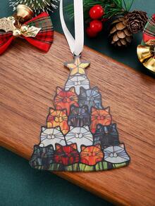 Ornamento per albero di Natale a forma di gatto, ornamento acrilico da appendere alla finestra a forma di gatto per albero di Natale, decorazione natalizia da appendere, decorazione artistica carina a forma di gatto, decorazione natalizia per la casa, regali di Natale per gli amanti dei gatti