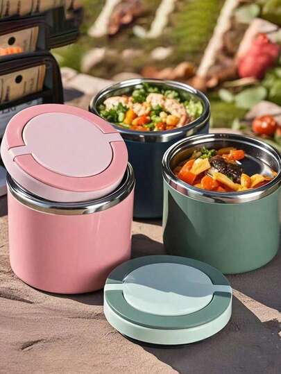1pc Insulated Food Container, 650~1000ml Soup Lunch Box Breakfast Cup Thermal Mug, Single Layer Portable Oatmeal Cup For Office Workers, Sealed Soup Cup Heat-Resistant With Lid, Large Capacity Soup With Handle, Stainless Steel Bento Box For Work Travel, Outdoor Picnic, Student Lunch Box, Vacuum Lunch Box, Food Or Cooler, Durable, Leak-Proof