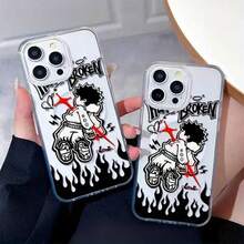 Una elegante funda para teléfono con una ilustración creativa de anime con personajes distintivos y motivos de llamas.Diseñado para el 16 Pro, así como los modelos 15/14 PLUS y 13/12/11 Pro, esta  de moda 2025 presenta una funda magnética de acrílico transparente que ofrece protección golpes y un diseño híbrido clásico. - transparente - Ver 5
