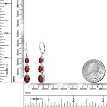 Gem Stone King 3-Stone Leverback Drop Dangle Earrings Women |   925 Sterling Silver |   Gemstone Birthstone |   Oval 8X6MM 7X5MM And 6X4MM |   Fine Jewelry Gifts Her Mom Women Wife - 石榴石,一月 - 查看 6