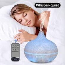 Wood Grain Aromatherapy Diffuser, 550ml Ultrasonic Humidifier, Remote, Silent, 6 Oils - Màu be - Xem 2