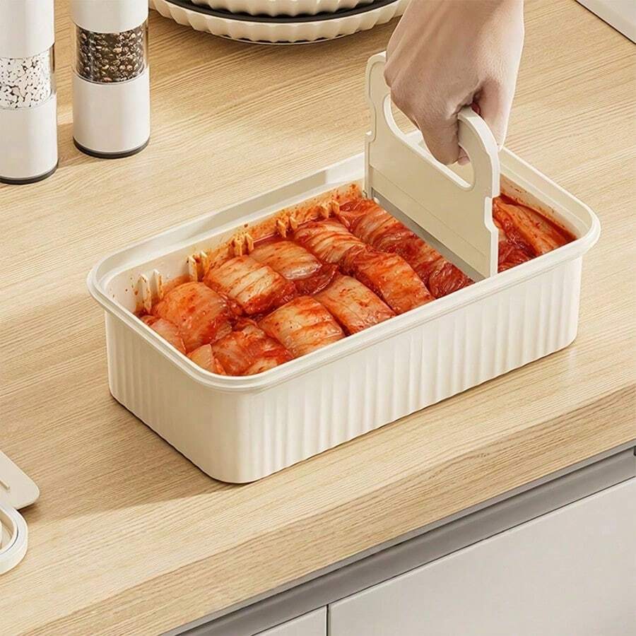 Boîte de conservation pour concombres - Boîte alimentaire amovible et antidérapante, hermétique avec couvercle, gain de place, livrée avec un cutter, boîte de conservation de rechange pour réfrigérateur, idéale pour la maison et la préparation des repas, accessoires de cuisine, rangement et organisation du réfrigérateur - Blanc - Voir 1