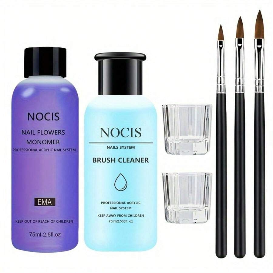Professional Monomer And Brush Cleaner Set For Acrylic Nail Systems – Fragrance-Free, Fast-Dissolving Gel Residue Remover, Acrylic Nail Extension And Carving – Complete Manicure Tool Care Kit - Multicolor - View 1