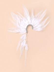 欧美设计红色羽毛耳环，适合化妆和化妆舞会的流苏耳环，独特的女性配饰 - 槍蒙特 - 查看 8