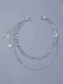 1 件男女通用朋克星吊坠腰链，3 层流苏金属链腰带，适合休闲、户外、运动、旅行、毕业、生日、日常穿着 - 彩色 - 查看 8