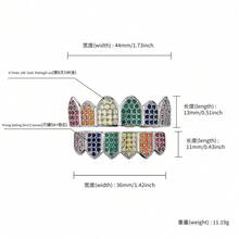 1 Set Six Tooth  Braces With Hip-Hop Style Full  Rap Personalized Fashion Halloween Teeth Decoration Sharp Teeth - màu đen - Xem 3