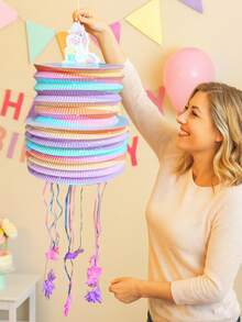 迷你拉绳皮纳塔，生日派对节日聚会装饰，填充式装饰，生日皮纳塔，适合男孩女孩的迷你生日派对装饰道具