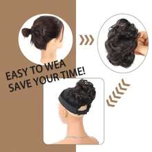 1pc Natura Hair Ball Real Messy Curly Wig Flower Bud Clip Easy Clip In Hair Suitable For Weddings Parties Daily Use Women's Hair Extensions - Black - View 11
