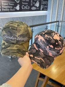 沙漠迷彩户外立体字母刺绣水洗做旧破洞时尚弧形帽檐棒球帽,男士棒球帽,小众设计帽子,水洗做旧迷彩帽,3D字母刺绣软顶帽,时尚水洗破洞迷彩帽,女士棒球帽,情侣帽 - 彩色 - 查看 12