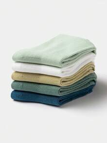 Balabala 5 paquetes de calcetines de algodón hasta el tobillo cómodos para niños y niñas - tono verde blanco - Ver 3