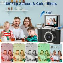 紧凑型数码相机，180°翻转屏，带彩色滤镜、闪光灯和8倍光学变焦，是视频博客和摄影的理想之选，配件齐全。圣诞节、感恩节礼物佳选。
