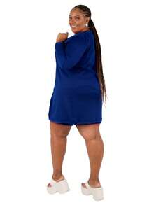 Women's Plus Size Mid-Season Cardigan - Navy Blue - View 2