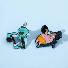 SPONGEBOB 1/2 Pcs Classic Anime SpongeBob SquarePants Brooch Set Cute Patrick Star Enamel Pin Backpack Clothing Jewelry Metal Badge Accessories Gifts