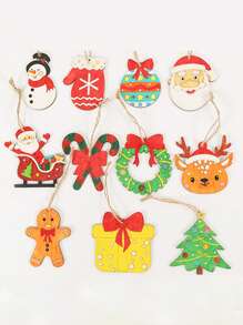 12/24pcs/Sets Of Christmas Wood Board Ornaments, DIY Decorative Wood Pieces, Wooden Ornaments, Home Decor Wood Pieces, Perfect For Christmas, Halloween, And Thanksgiving Gift Hangings, Perfect For Holiday Decorations.