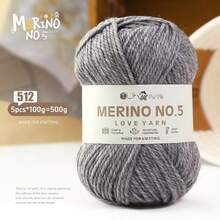 MERINO NO.5 针织纱，5 包*100 克，共 500 克，编织毛衣、帽子、围巾，手工纱线，初学者编织，中等粗度针织纱，多种颜色可选 - N0.5羊毛 - 查看 14