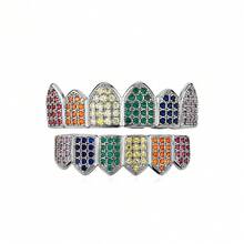 1 Set Six Tooth  Braces With Hip-Hop Style Full  Rap Personalized Fashion Halloween Teeth Decoration Sharp Teeth - màu đen - Xem 1