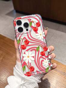 樱花涂鸦油画防摔手机壳适用于 14 Pro Max，新款13、15手机保护壳，ins风，透明，优雅适用于 12/12 Pro、11、XS，防水防震防刮 - 紅色 - 查看 1