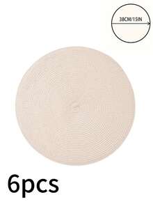 1/4/6/12 miếng lót đĩa tròn PP phong cách Bohemian, màu trơn, chống trượt, chịu nhiệt, hoàn hảo cho sử dụng hàng ngày, ngày lễ, họp mặt gia đình, tiệc Giáng sinh, bữa tối, bàn cà phê, trang trí nhà cửa, mọi mùa - Màu be - Xem 14