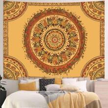 Boho Mandala Tapestry Wall Hanging Bohemian Floral Flower Medallion Tapestry Aesthetic Wall Art Large Green Yellow Hippie  Tapestries, Vintage Wall Decor Banner For Living Room Bedroom Dorm Home Decor(40x30inch/60x40inch/60x51inch/80x60inch) - 橙黃色 - 查看 4