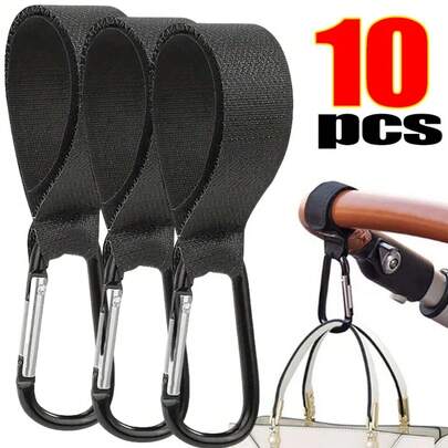 2/5/10pcs Baby Stroller Hooks Aluminum Alloy Carabiner Cart Shopping Pram Diaper Bag Hanger Hook Buckle Stroller Accessories Stroller Strap Fixed Car Pacifier Chain Lanyard Anti-Drop Hanger Belt Holder Baby Stroller Accessories