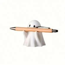 1pc Cute Ghost Pen Holder Resin Craft Decor, Anime-Inspired Office Desk Accessory, Versatile For Various Rooms, No Power Needed, Halloween Decoration,Makeup,Cheap,Room Decor,Vanity,Travel,Bedroom,Makeup Accessories,Cheap,Stocking Stuffers,Makeup,Makeup Tools,Cheap Stuff,Gifts,Gifts For Women,Christmas Gifts