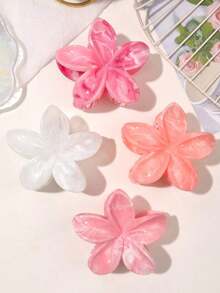 4pcs/Set Bohemian Floral Hair Clips, Sweet & Minimalist Daisy Flower Marble Pattern Hair Accessories, Suitable For Spring/Summer Beach Beauty Claw Clips Casual Hair Claw Fall Winter For Vacation Outfits Woman - 多色 2 - 查看 4