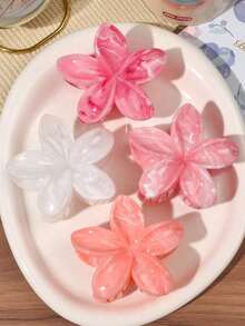 4pcs/Set Bohemian Floral Hair Clips, Sweet & Minimalist Daisy Flower Marble Pattern Hair Accessories, Suitable For Spring/Summer Beach Beauty Claw Clips Casual Hair Claw Fall Winter For Vacation Outfits Woman - 多色 2 - 查看 1