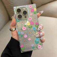 Nueva funda de TPU con diseño floral colorido y grandes orificios. Compatible con phone 16, 15, 14, 13, 12 Pro, 14, 15, 16 Plus y 12 Pro. Con un acabado brillante. Ideal para fiestas o cumpleaños. Funda brillante con soporte para brillo labial. Funda de diseño. Regalo perfecto para cumpleaños. Funda resistente y duradera. Material flexible. Funda de diseño. Para amantes de la moda y compradores. - transparente - Ver 4