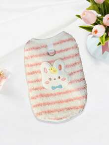 Cartoon Flannel Warm Dog Clothes Vest For Teddy, Puppy, Kitten, Red