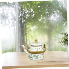 Enamel Teapot With A Built-In Filter, 40.58 Oz Capacity. This Beautifully Printed Enamel Teapot Retains Heat Exceptionally Well And Is Suitable For Induction And Gas Stoves.  Its Thick, Durable Construction Makes It Ideal For Use As Both A Teapot And A Kettle, Perfect For Camping, Valentine's Day Parties, Family Gatherings, Or As A Valentine's Day Gift. - White - View 10