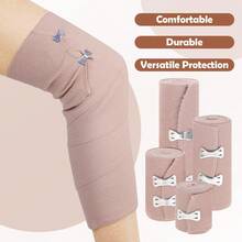 4种米色弹力绷带，运动压缩绷带，适用于手腕、手臂、小腿、脚踝和脚部，健身配件，运动绷带，运动胶带 - 杏色 - 查看 11