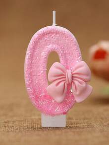 1pc Shiny Pink Bow Birthday Candle, Numbered Candles 0-9, With Pink Bow Decor Cake Topper Set, Suitable For Birthday Celebration, Graduation Anniversary Party, Back To School DIY, Valentine's Day Anniversary, Graduation Party And More - Multicolor - View 4
