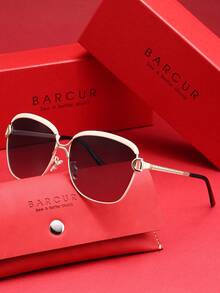 BARCUR Gafas de sol de gran tamaño para mujer de la marca BARCUR con lentes TAC que dan forma al rostro, a prueba de viento y polvo, resistentes a los rayos UV y que reducen el deslumbramiento, con empaque de marca, un regalo perfecto