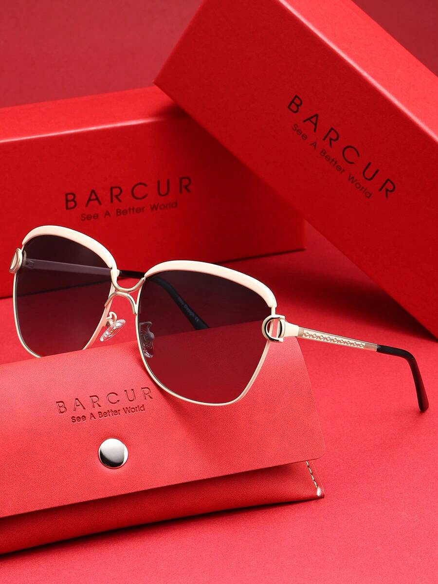 BARCUR Gafas de sol de gran tamaño para mujer de la marca BARCUR con lentes TAC que dan forma al rostro, a prueba de viento y polvo, resistentes a los rayos UV y que reducen el deslumbramiento, con empaque de marca, un regalo perfecto