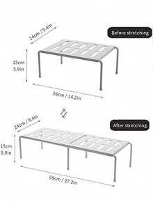 多功能鞋架，可调节和可扩展的储物架，节省空间的鞋柜，厨房橱柜多层整理架 - 灰色 - 查看 8