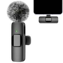 适用于 iOS Type-C 的无线领夹式降噪麦克风,即插即用,专业降噪夹式麦克风,适用于创作者和采访(50mAh 可充电电池) - 黑色 - 查看 13