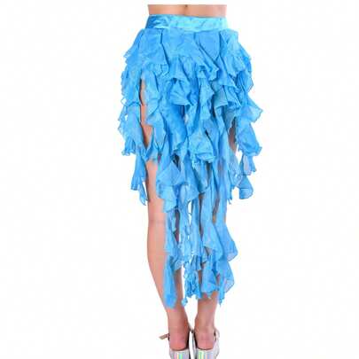 1 Chiếc váy múa bụng nữ kèm khăn quấn hông và dây buộc tua rua ở gấu váy, kiểu dáng sóng.