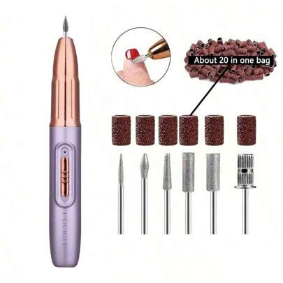 Professional Nail Drill Kit, USB Rechargeable Nail File Drill, 300mAh Lithium Battery High Capacity, Manicure & Pedicure Set, Home And Salon Nail File Kit, Nail Buffer Grinding Polishing Tools