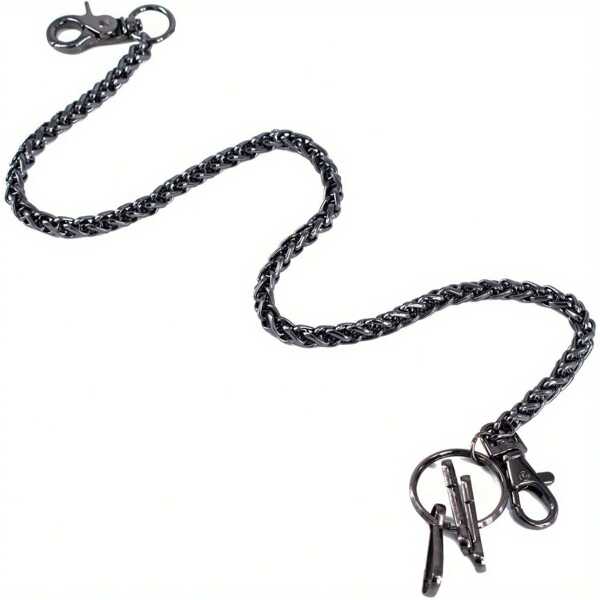 Corrente para carteira, masculina e feminina, para calças hip hop, corrente para cinto, chaveiro, bolso, corrente de quilha com fechos de lagosta nas duas pontas e chaveiros para calças jeans estilo punk rock e motocicleta