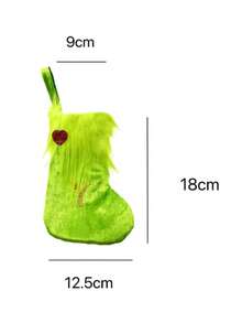 Opakowanie pojedyncze, skarpetki świąteczne, ozdoby świąteczne, zielony plusz, haftowane skarpetki z literami, ozdobne skarpetki świąteczne w torebce prezentowej