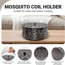 Soporte de metal con asa de estilo retro para espiral antimosquitos de hierro fundido - Quemador de incienso portátil, adecuado para decoración del hogar y campamento al aire libre