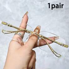 1 Stück/2 Stück/3 Stück Damen randlose leichte Mode Brillen mit klaren Gläsern für einen Vintage Look, klare Brillen Accessoires für Frauen