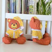 Briques mignonnes de l'ours chanteur principal, ours en pyjama, ours batteur, ours bassiste, ensemble de blocs de construction de la série ours, idéal pour les cadeaux de Noël, Halloween, Thanksgiving, Pâques, Saint-Valentin, anniversaire