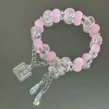 1条时尚、优雅、飘逸的多巴胺水晶蝴蝶渐变手链，适合女性日常佩戴、派对、情人节、返校季、圣诞节等场合。 - 粉色 - 查看 5