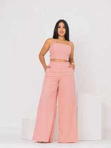 Simple Casual Elegant Pocket Set Women's Birthday Party Spring Set - Rosa - View 1