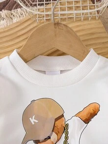 2pcs Baby Boy/Girl Casual Cute Cartoon Bear Graphic Print Sweatshirt And Pants Set, Comfortable For Autumn/Winter - Multicolor - View 3