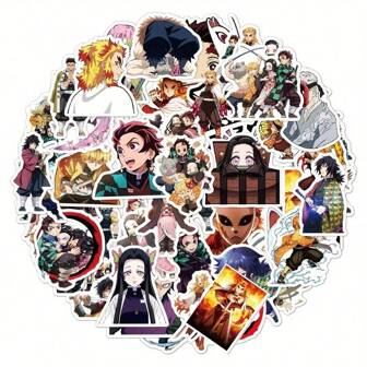  50pcs Aniplex Officially Licensed Sticker Mixed Different Kimetsu No Yaiba Stickers Anime Cartoon For Kids Laptop Skateboard Toy Stickers (Kimetsu No Yaiba)